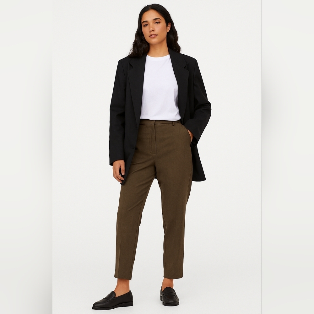 NWOT ZARA LINEN Blend Wide Leg Knit Pants Trousers Crop 2753/220/505 MEDIUM